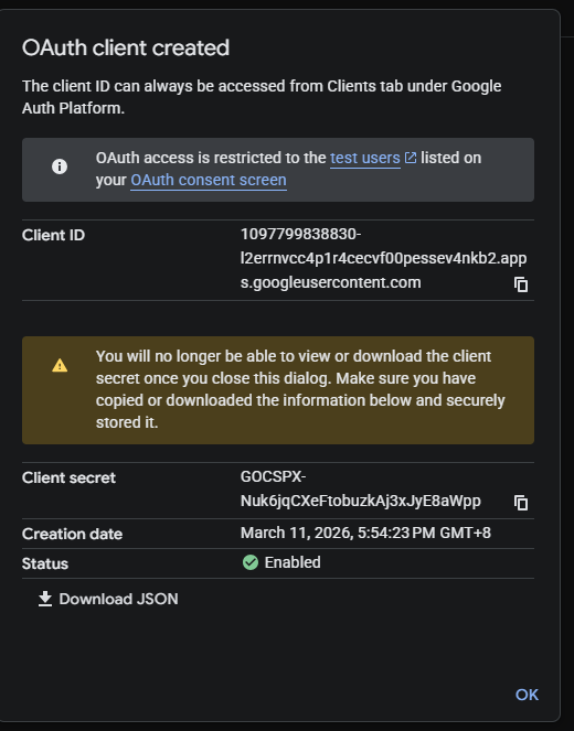 OAuth Client Secret JSON